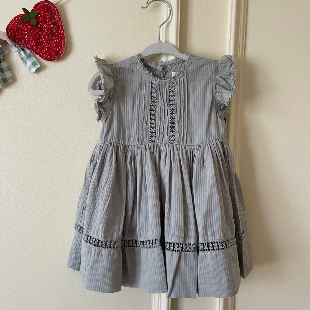 Noralee Isla ruffled spring Easter Dress in vintage dusty Blue size 12 m